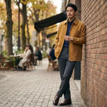 G7046*23구 옴 울 블루종 카멜 50 온워드 집업