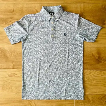 FootJoy FJ 꽃무늬 버튼 다운 반팔 셔츠 M 사이즈 스트레치