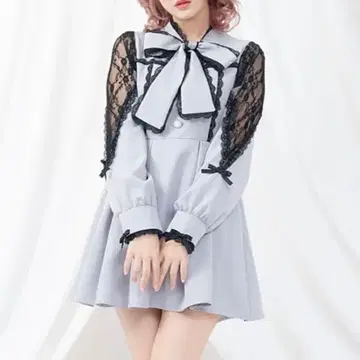 유메텐보 DearMyLove 레이스 보타이 리본 비쥬 원피스