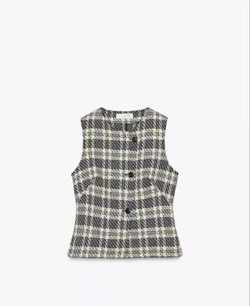 ZARA 체크 무늬 텍스처 원단 베스트