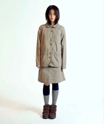 COYSEIO RAW EDGE COTTON JACKET ASH BROWN