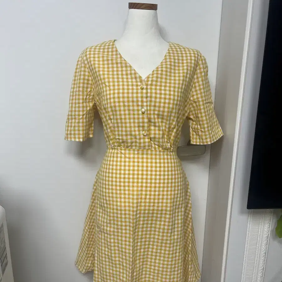 Wrinkled Gauze Cotton Check Onepiece | Bunjang Global