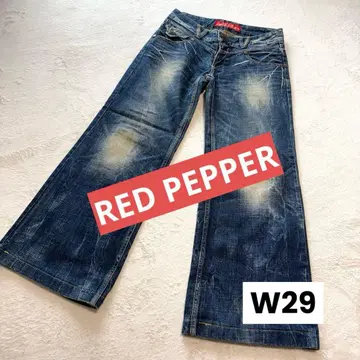 RED PEPPER 데님 팬츠 와이드 데미지 W29