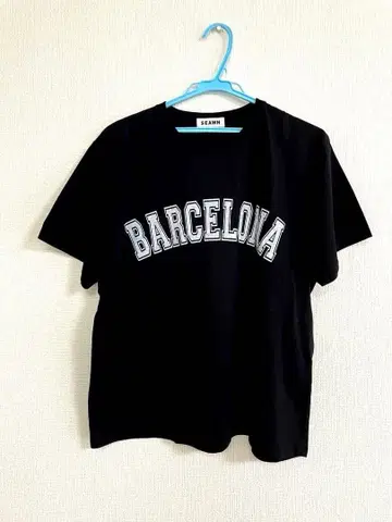 106. 새상품 블랙 BARCELONA 로고 남녀 공용 반팔 T셔츠