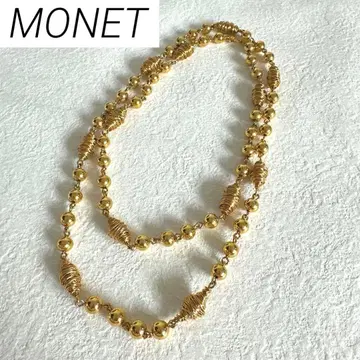 [ 빈티지 ] MONET 모네 롱 목걸이 골드 스테이션 비즈