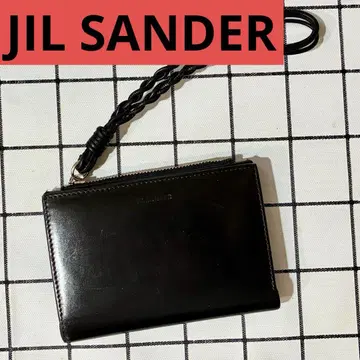 JIL SANDER 블랙 가죽 접이식 지갑 스트랩 포함