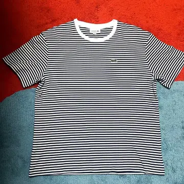 LACOSTE 보더 T셔츠 L 네이비