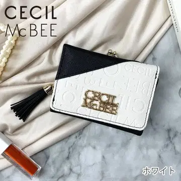 CECIL Mc BEE 가마구치 3단 폴더형 컴팩트 지갑 화이트