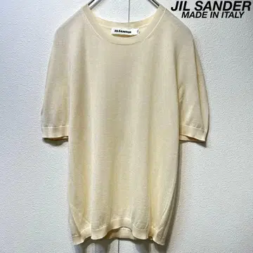 레어 JIL SANDER 고급 리브 크루넥 디자인 반팔 니트