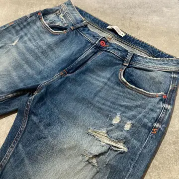 [ ZARA ] 자라 여성용 크러쉬 가공 루즈 테이퍼드 데님 팬츠