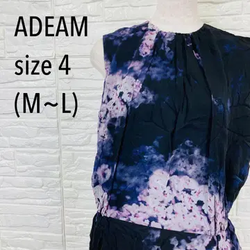 ADEAM 아디엠 실크 100% 슬리브리스 원피스 블랙 올 패턴 4