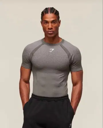 GYMSHARK 섀도우 심리스 티셔츠 그레이 L