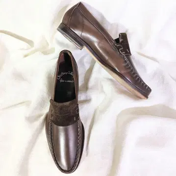 산토니 Santoni 스웨이드 가죽 콤비 로퍼 신발 브라운