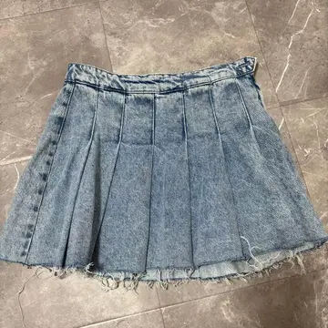 ZARA 데님 블루 플리츠 스커트 XS