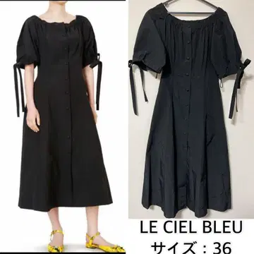 LE CIEL BLEU 타프타 퍼프 슬리브 원피스 르 시엘 블루