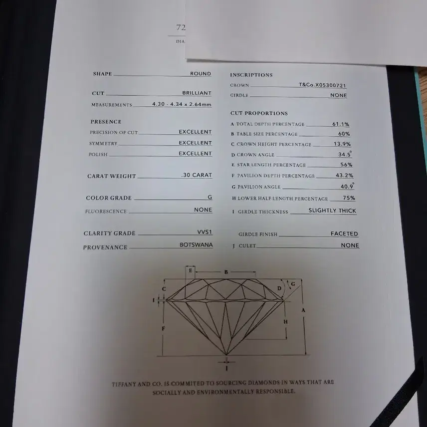 티파니앤코 티파니 3부 다이아 반지 (0.3ct) 영수증 있음 사진 7