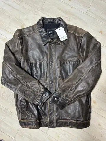ZARA 브라운 가죽 자켓