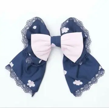 새상품 벚꽃 패턴 리본 머리핀 네이비 axes femme kawaii