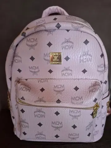 MCM 핑크 로고 백팩