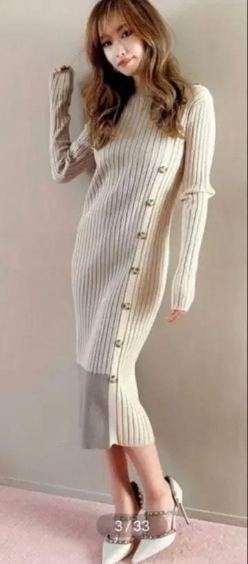 RESEXXY 컬러 블록 니트 원피스 원피스 봄 니트 바이컬러