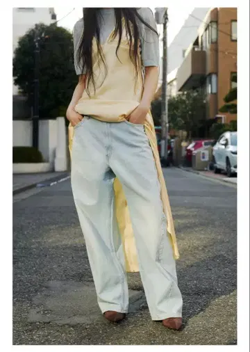 ZARA 미드라이즈 배기 벌룬 데님 팬츠