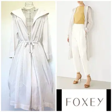 FOXEY 폭시 후드 부착 롱 시어 가디건