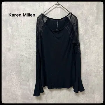 # Karen Millen 블랙 레이스 슬리브 긴팔 상의 티셔츠