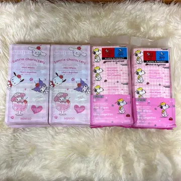 [ 새상품 미사용 ] Sanrio & 스누피 캐릭터 미니 물티슈