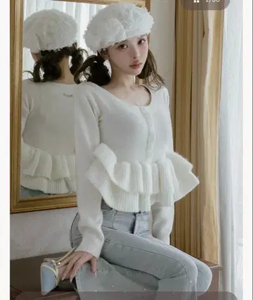 [공식 완판] darich 다리치 페플럼 비쥬 니트탑 WHT
