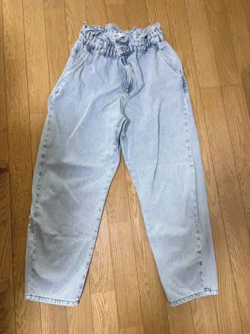 ZARA 데님 팬츠 하이웨스트 페이퍼백 라이트 블루 EUR38