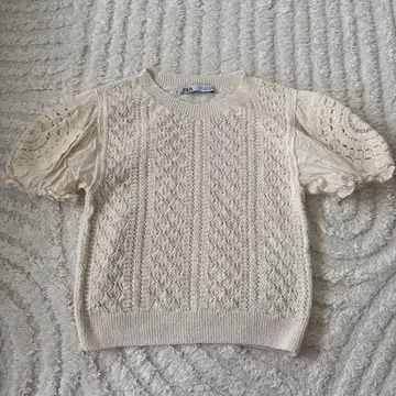 ZARA 반팔 크루넥 니트 S