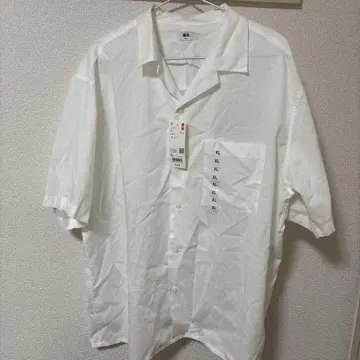 UNIQLO 오픈 카라 셔츠 XL 화이트 블랙