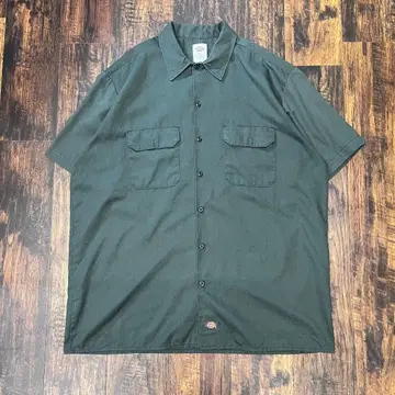 Dickies 반팔 워크 셔츠 XL 카키 구제 의류 오버 사이즈 아메카지