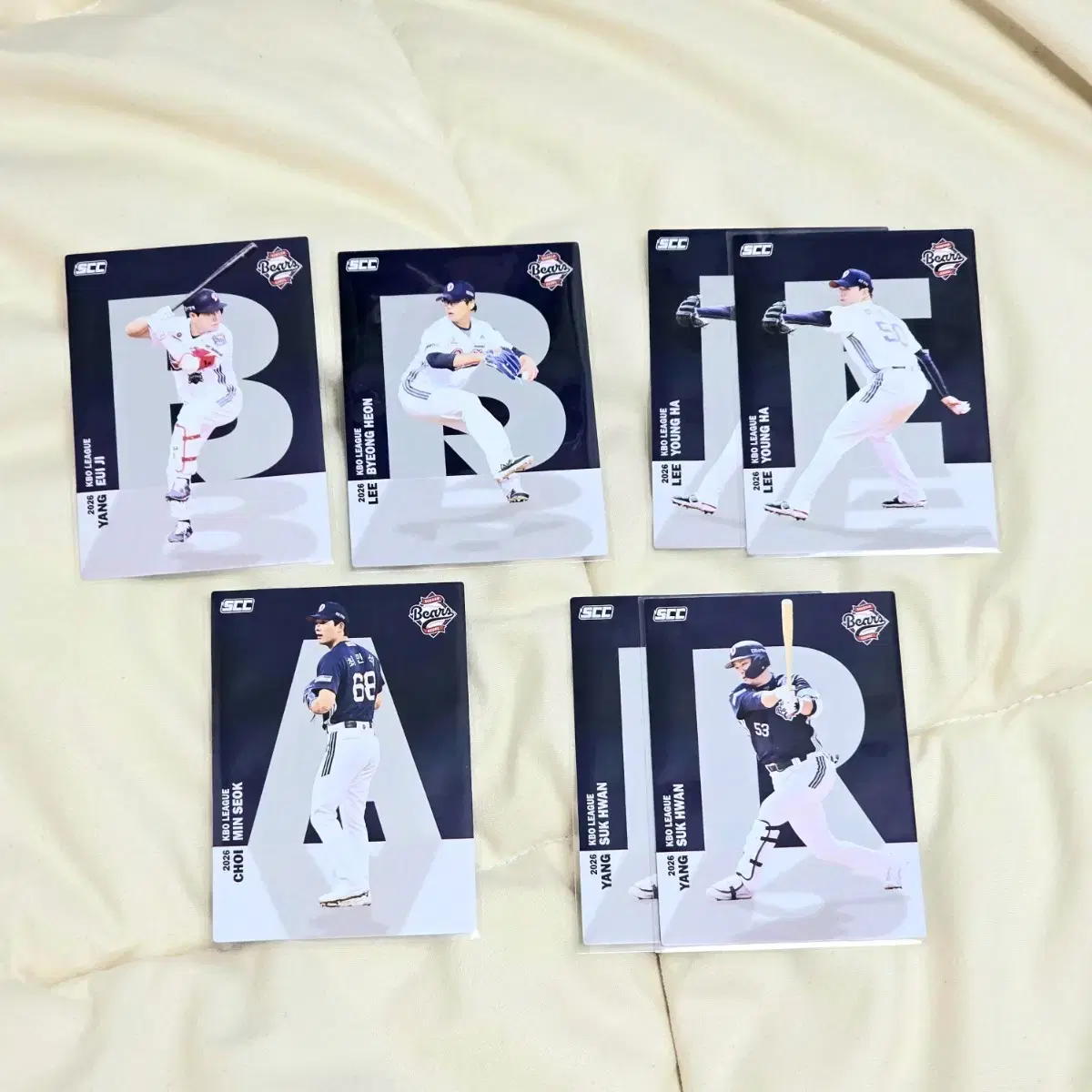 두산 베어스 알파벳 양의지 이병헌 이영하 최민석 양석환 KBO 카드