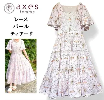 axes femme 레이스 펄 티어드 반팔 원피스
