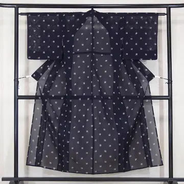 여름 기모노 명주 네이비 150cm 오메시 교직 b456