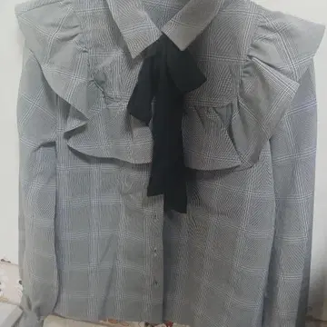 지뢰계 양산형 블라우스 그레이 체크