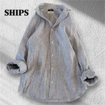 5 [새상품급] SHIPS Hardmans 린넨 100% 스트라이프 셔츠