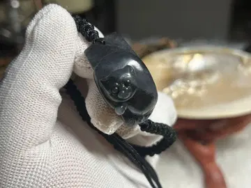 청화화전옥 고양이 손패 팔찌