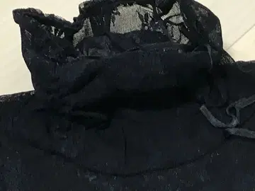 미사용 잉게보그 레이스 꽃 무늬 리본 블라우스 일본제 블랙