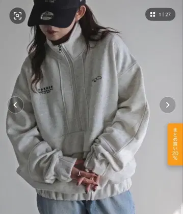 COURO [ FOXRUN 파이핑 절개 하프 지퍼 맨투맨 아노락 ]