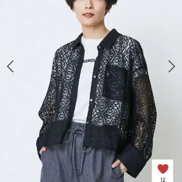 MOGA feerieque 보태니컬 레이스 셔츠 블랙