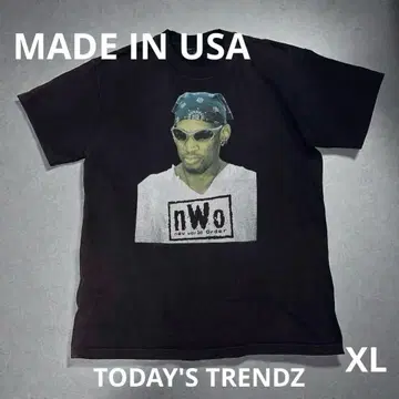 90s 데니스 로드맨 nWo 티셔츠 USA제 XL 당시 물품 블랙 페이드