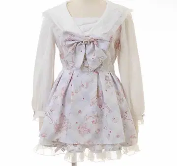LIZ LISA 리즈리사 Sewing Bear 패턴 셋업 블루