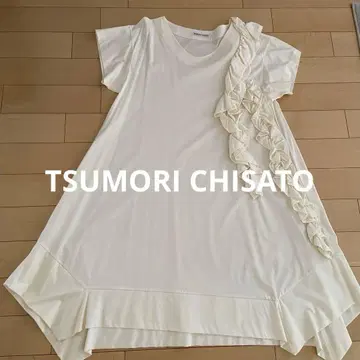 TSUMORI CHISATO 화이트 반팔 드레스