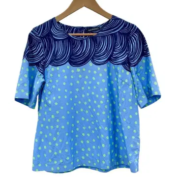 마리메꼬 marimekko UIMASSA 블라우스 반팔 도트 블루