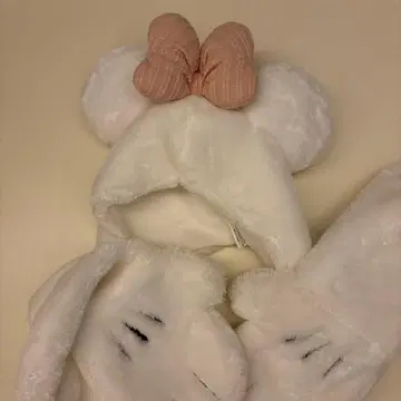 디즈니 팬캡 미니 화이트 핑크 리본