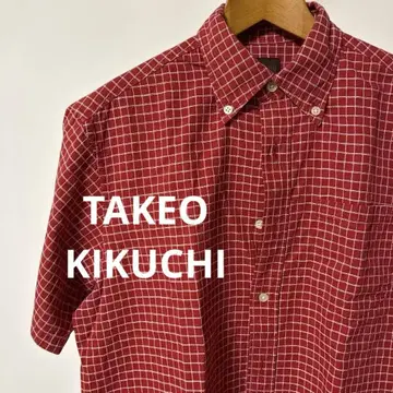 [가격 인하] TAKEO KIKUCHI 체크 무늬 반팔 셔츠