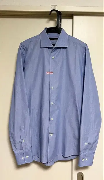 이탈리아제 LARDINI 40 코튼 셔츠 색스 블루 드레스 도트