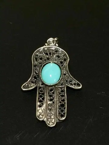 은제 투각 펜던트 탑 silver 각인 터콰이즈 터키석 꽃무늬?